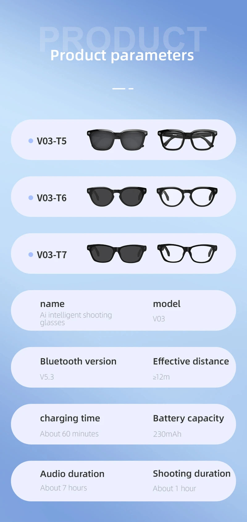 Xiaomi V03 Smart Glasses 500w Pixel Video Camera AI Voice Translation Bluetooth Recording Call Music Intelligent Sunglasses 2025
