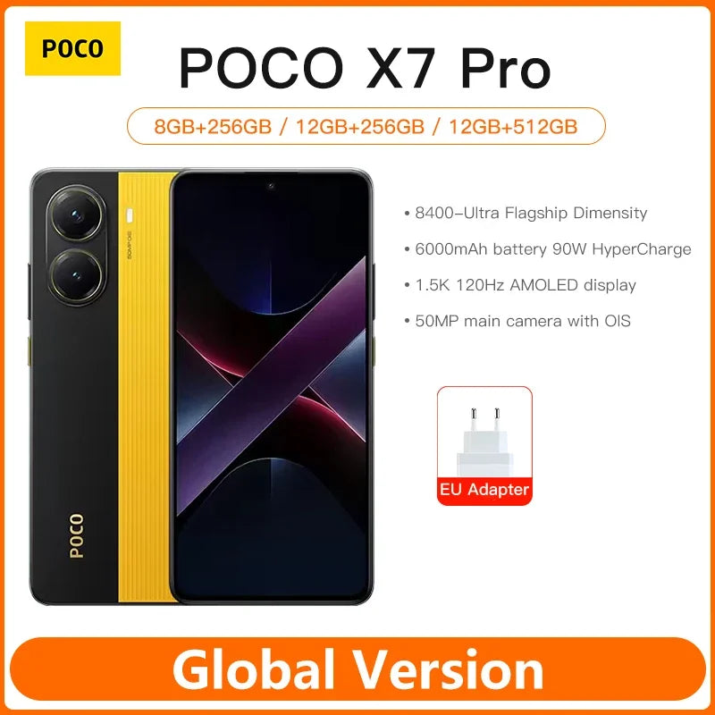 POCO X7 Pro Global Version Smartphone Dimensity 8400-Ultra 6.67"1.5K Display 6000mAh battery 90W Charge 5G NFC