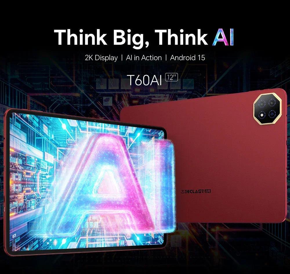 Teclast T60 AI Tablet Allwinner A733 Octa-Core 12inch 2K HD TDDI Screen 6GB RAM 128GB ROM Android 15 WiFi6 8000mAh 13MP+5MP
