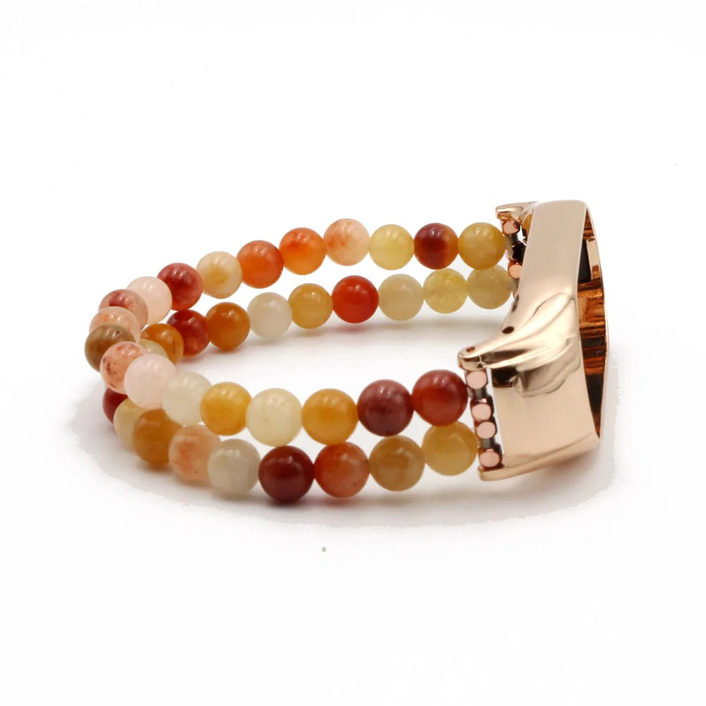 Glitter Natural Beads Strap for Xiaomi Mi band 6 7 8 Mi Band 5 4 Strap DIY Stone Bracelet Watchband Bands Replacement 6mm Beaded