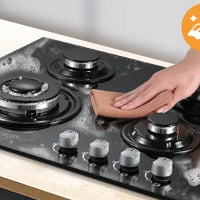 60cm Built-in Gas Hob 4 Burner | Auto Thermocouple & Safety Lock | 4-Zone Tempered Glass 8060W with Auto Ignition