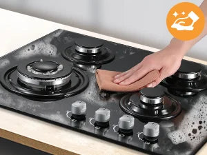 60cm Built-in Gas Hob 4 Burner | Auto Thermocouple & Safety Lock | 4-Zone Tempered Glass 8060W with Auto Ignition