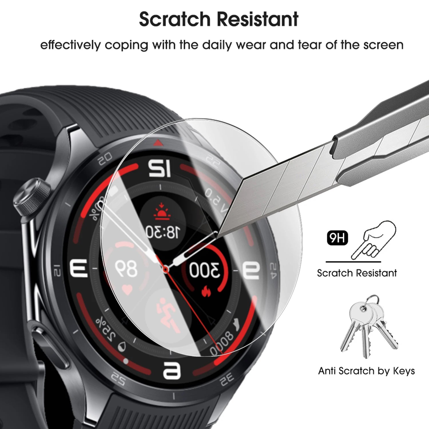 Tempered Glass Watch Screen Protector for OnePlus Watch 3 Hardness Protective Cover with Auto Alignment Tool Anti-Scratch Film