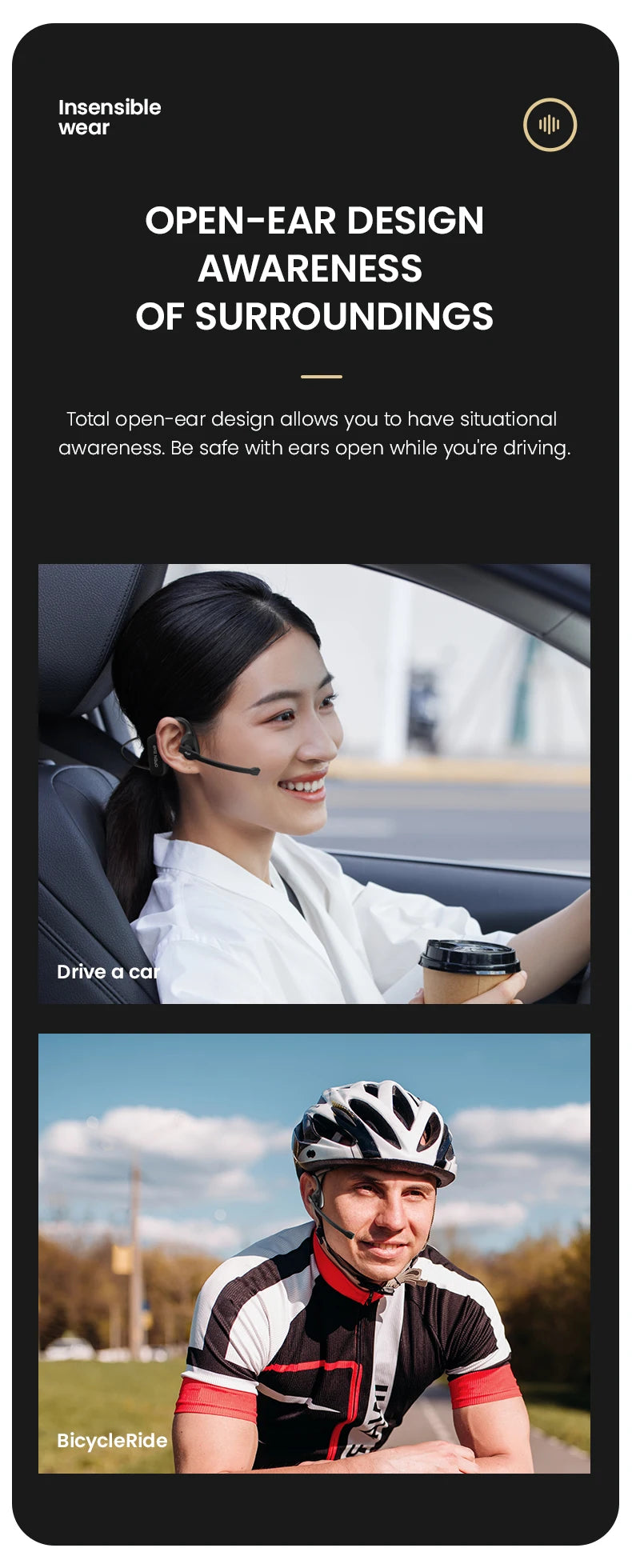 EASYBUDS Handsfree Bluetooth Air Bone Conduction Earphones With Noise Cancelling Boom Microphone Business Open Ear Headphones