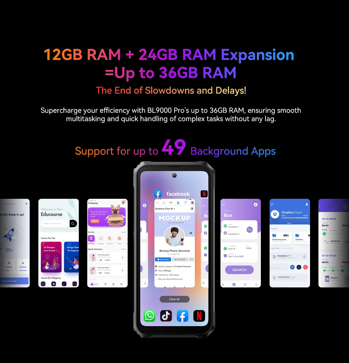 Blackview BL9000 Pro 5G Rugged Smartphone 6.78 "FHD + Display 12GB + 512GB 50MP Camera 8800mAh Battery Android 14 Phone