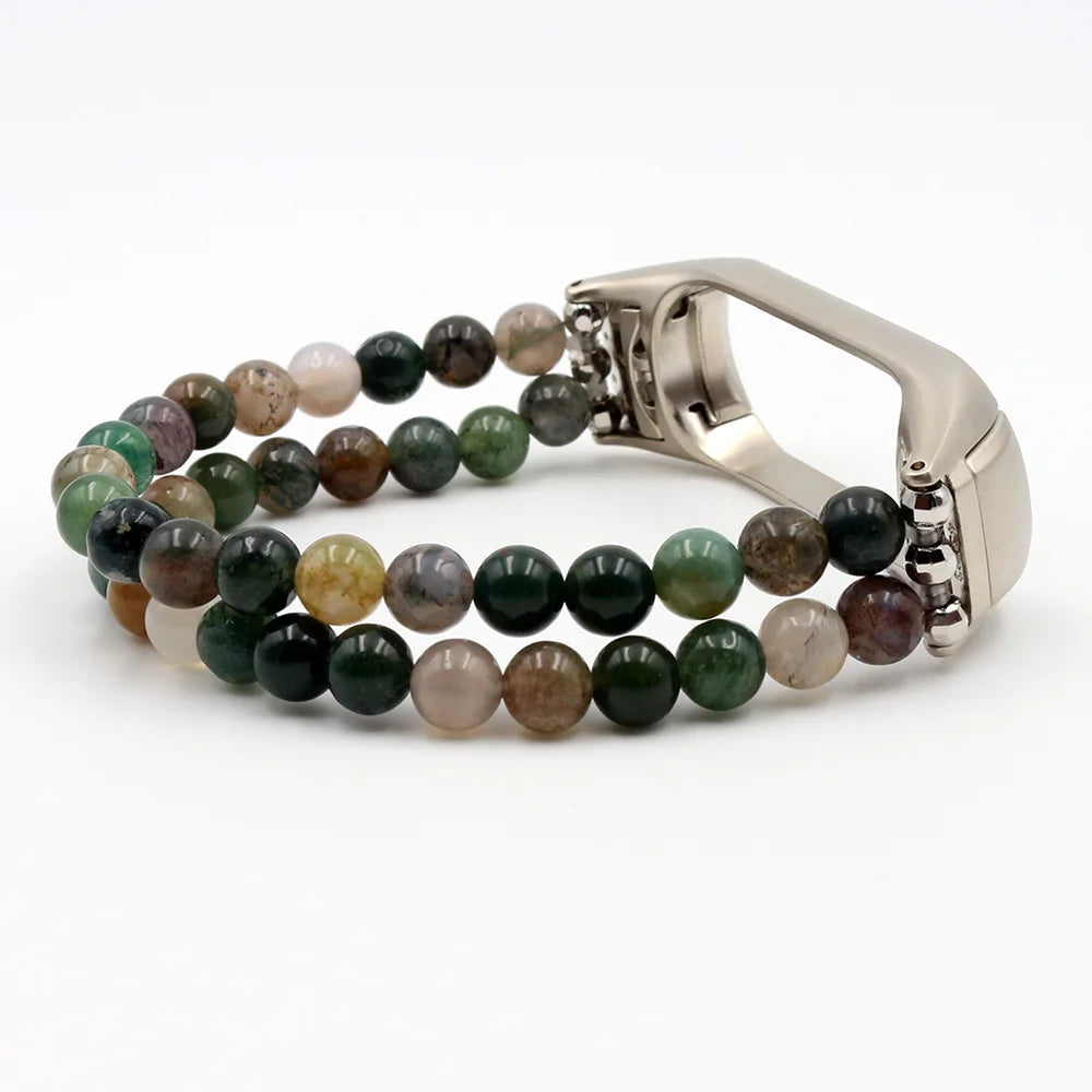 Glitter Natural Beads Strap for Xiaomi Mi band 6 7 8 Mi Band 5 4 Strap DIY Stone Bracelet Watchband Bands Replacement 6mm Beaded