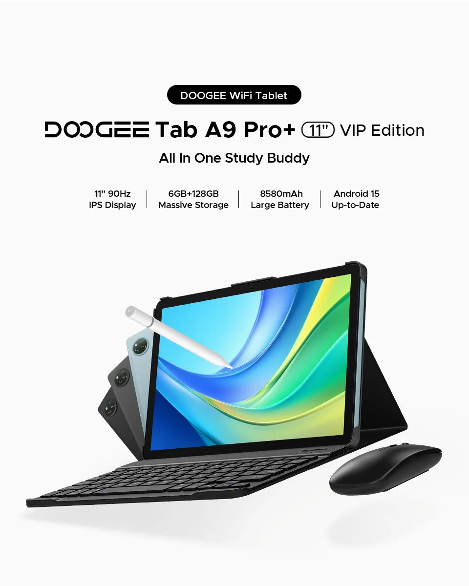 【Brand+】Doogee Tab A9 Pro+ Tablet Pc 11-Inch Android 15 30Gb Ram(6+24) 128Gb Rom 8580Mah Battery Widevine L1 Support