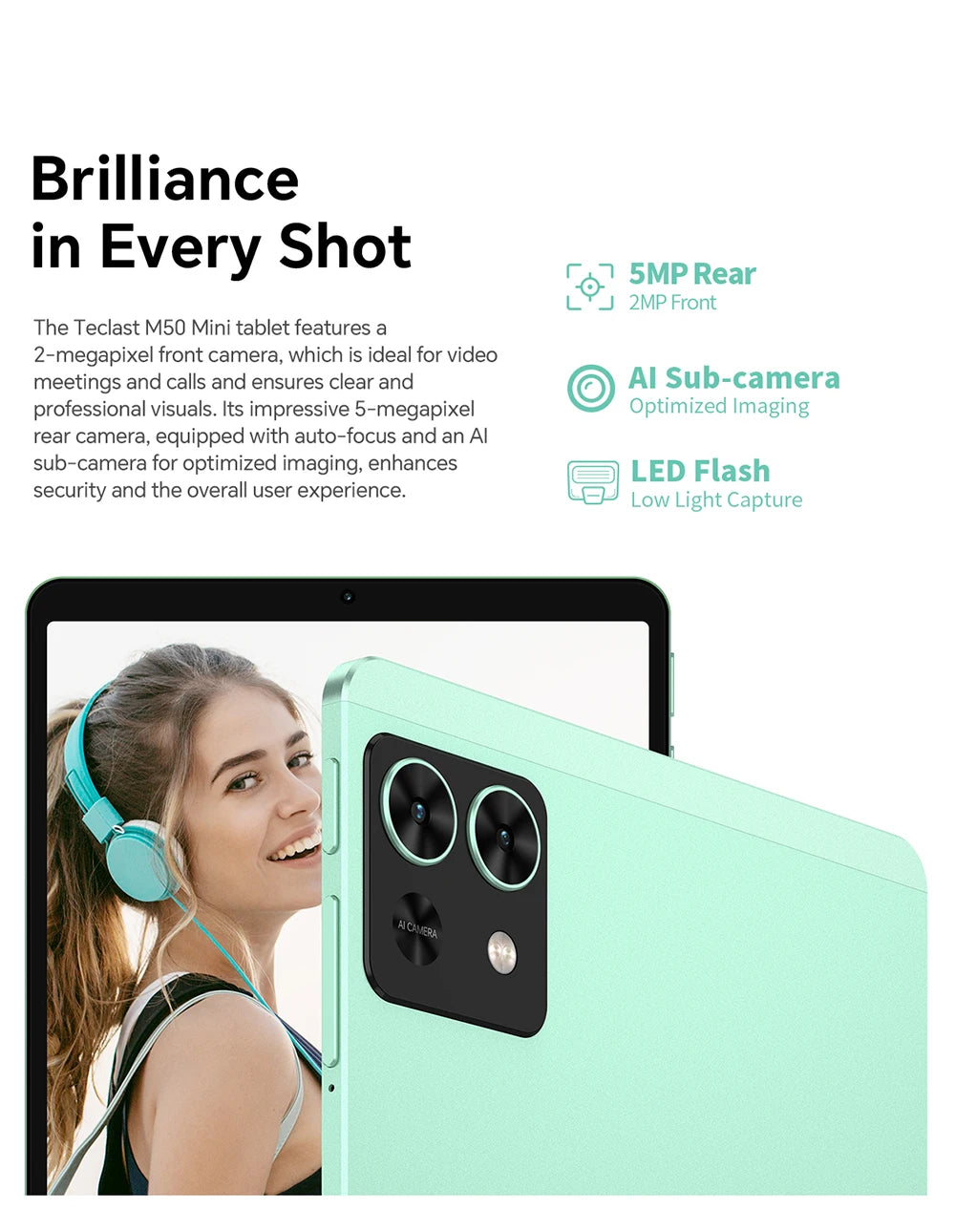 Teclast M50 Mini Tablet 8.7" 90Hz Screen 4GB RAM 128GB ROM Unisoc T606 Octa-core 5100mAh Battery Android 15 Tab Wifi5 Metal Body