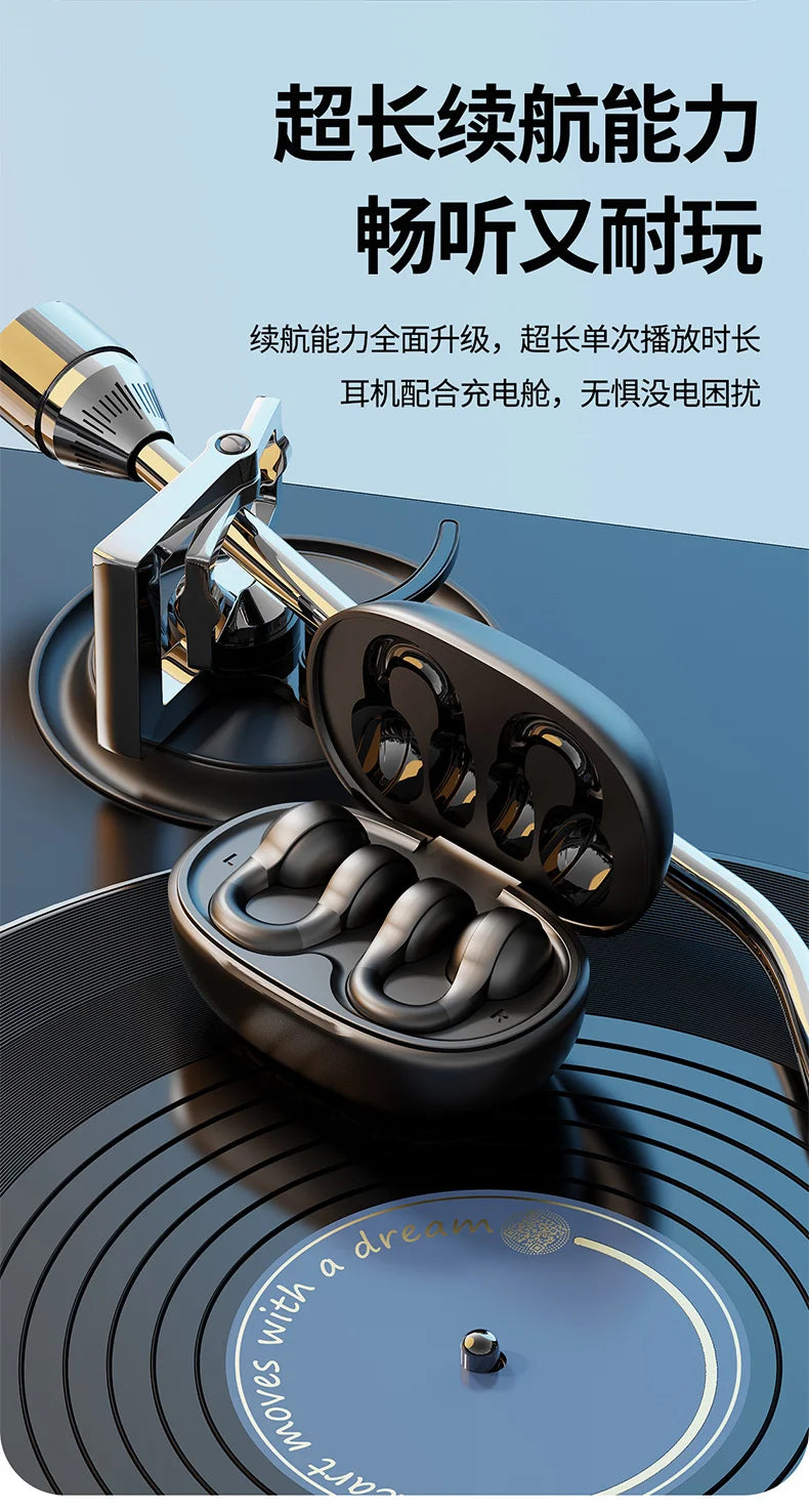 Wireless Headphones  Bluetooth Headset With Mic Handsfree Noise Canceling Earphones Clip Ear Music Sports Gaming Earplug