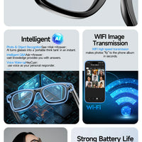 Smart AI Translation Smart Glasses Take Photos Recognizing Objects 4K Camera Bluetooth Music Call Intelligent Recording Glasses