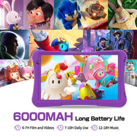 PRITOM 10 inch kids Android tablet, 4GB(2+2)+32GB, Quad Core, 6000 mAh, WiFi 6, Dual Camera, Bluetooth, Toddler Tablet