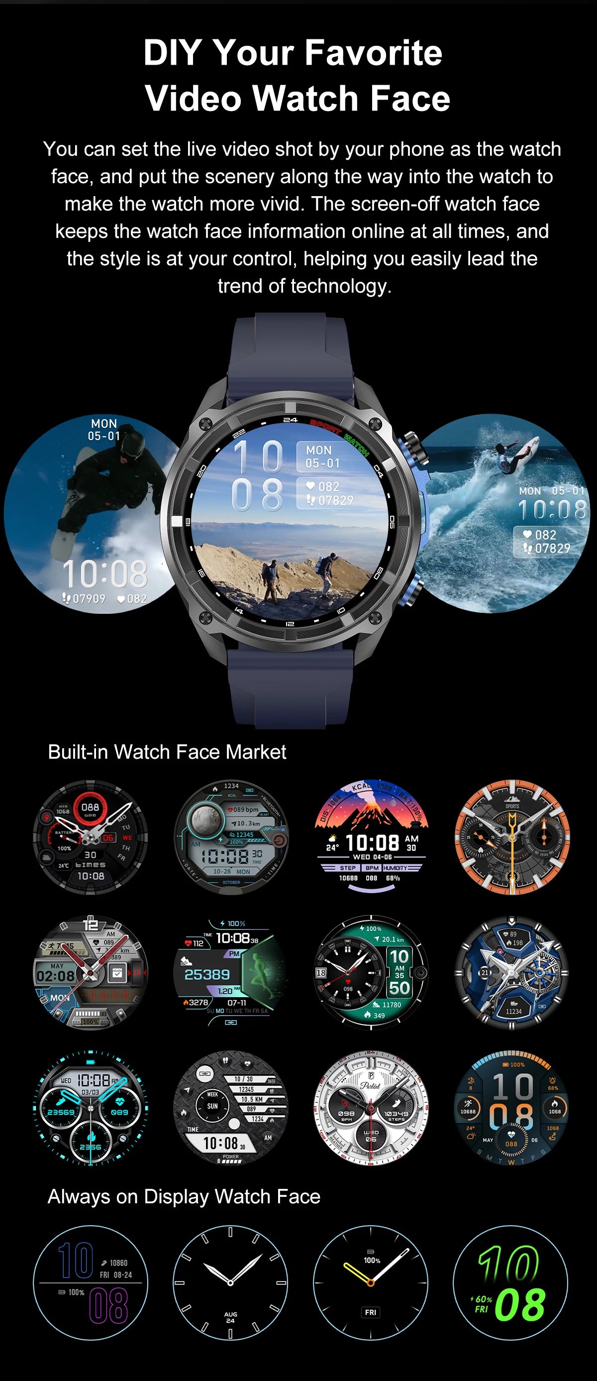 2025 New Military Sport GPS 4GB Memory Smartwatch Men 5ATM Waterproof Fitness Tracker Offline Maps 860Mah Battery Smart Bracelet