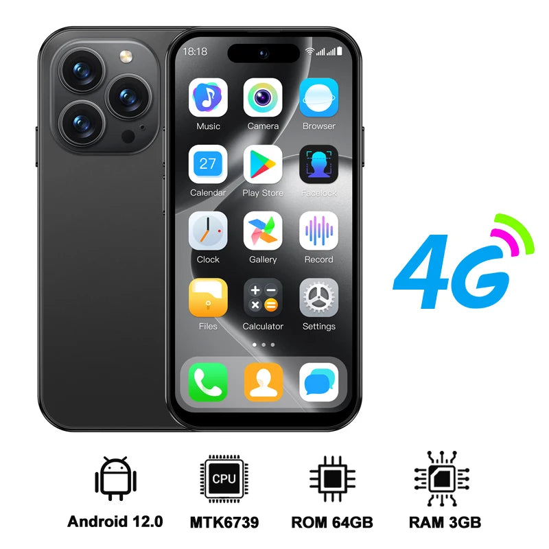 SERVO S16 Mini 4G Network Small Smartphone 2 SIM Standby Android 12.0 System Play Store WiFi GPS 4.0" Screen Palm Cellular Phone