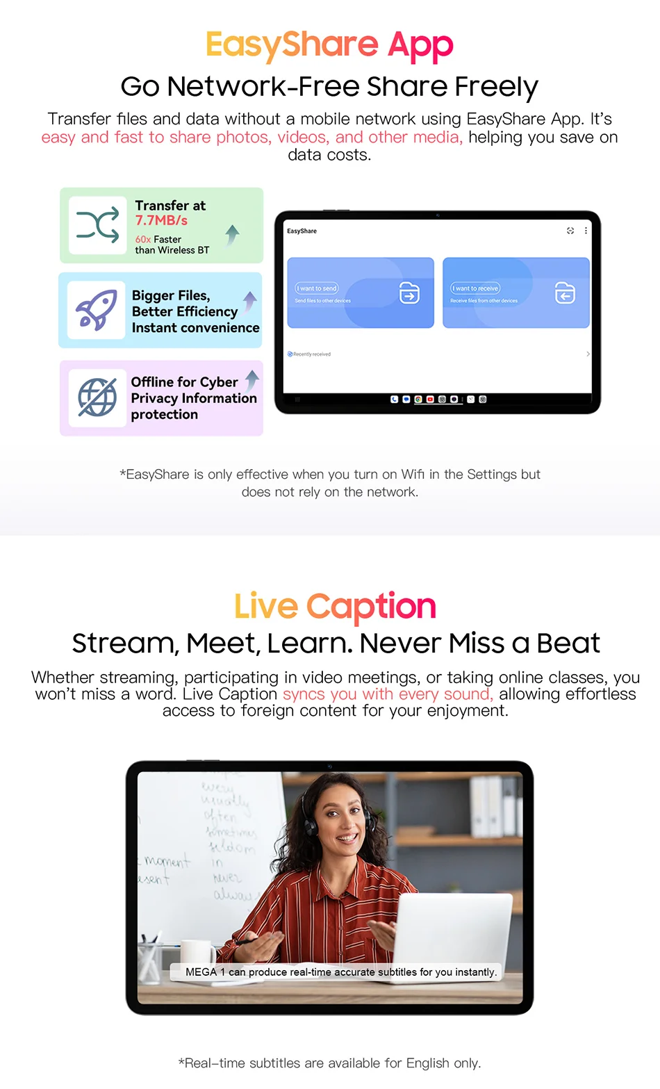 MEGA 1 Tablets Blackview 11.5 inch 2.4K 120Hz Display 8GB/12GB 256GB 50MP Camera 33W Fast Charging 8800mAh Battery MTK Helio G99