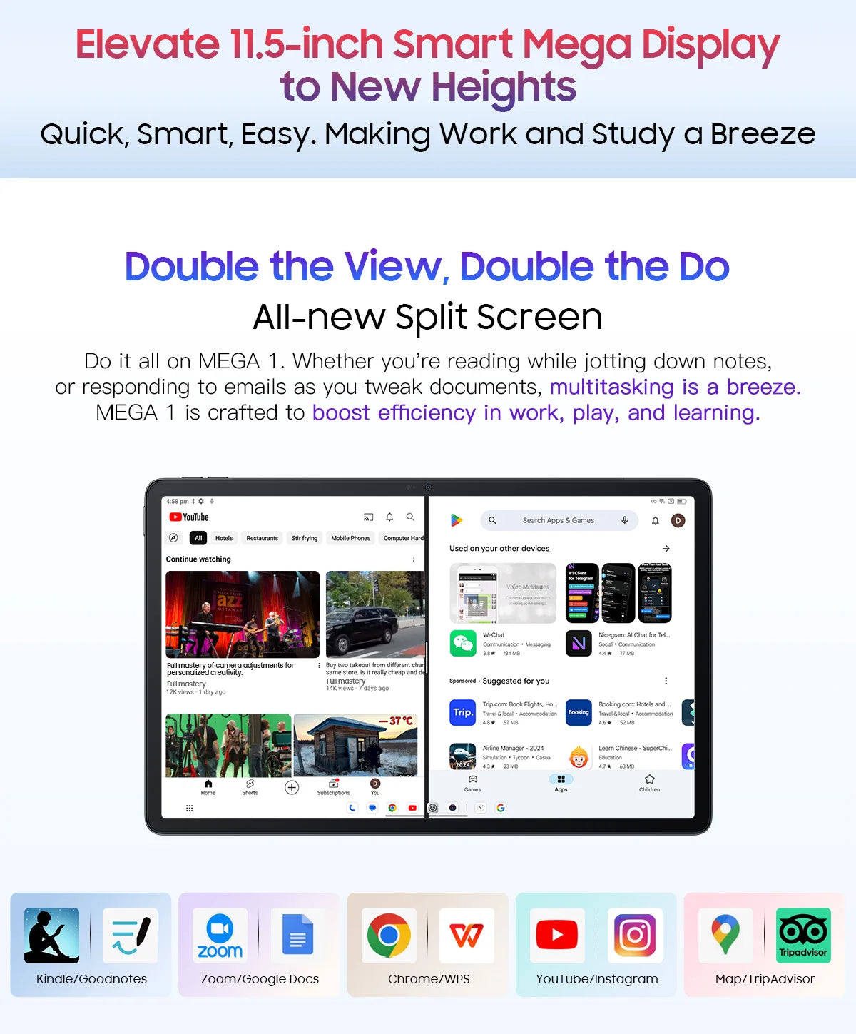 MEGA 1 Tablets Blackview 11.5 inch 2.4K 120Hz Display 8GB/12GB 256GB 50MP Camera 33W Fast Charging 8800mAh Battery MTK Helio G99