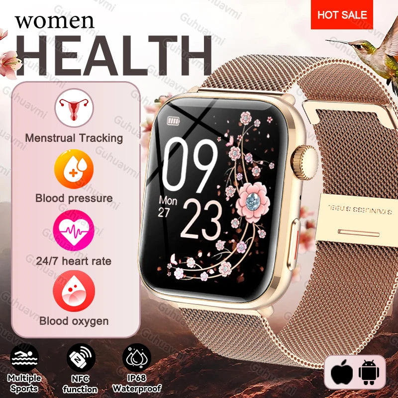 2025 Smart Watch For XIAOMI Women Full Touch Screen BT Call Waterproof Watches Sport Fitness Tracker Health Smartwatch Lady Gift