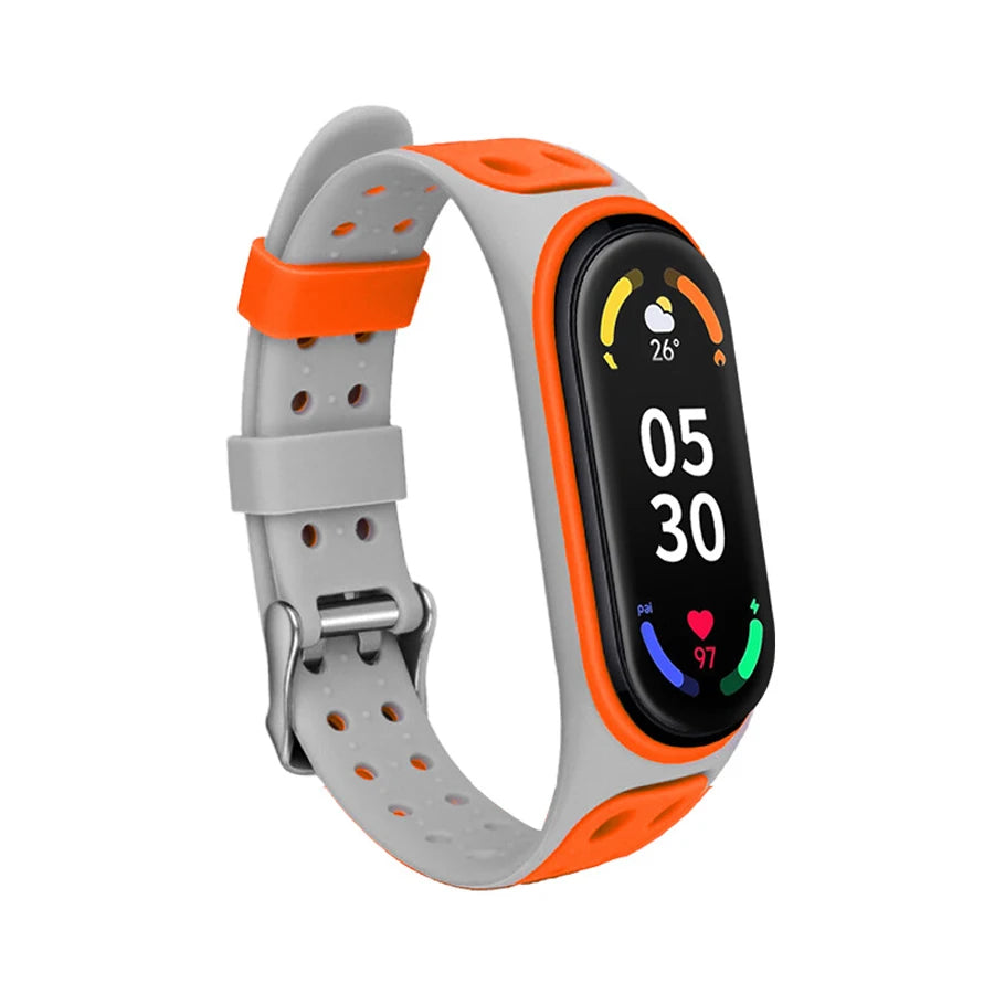 Bracelet for Xiaomi Mi Band 7 6 5 4 Silicone Wrist Replacement Wristband Breathable Double Buckle Luxury for Miband 6 5 4 Strap