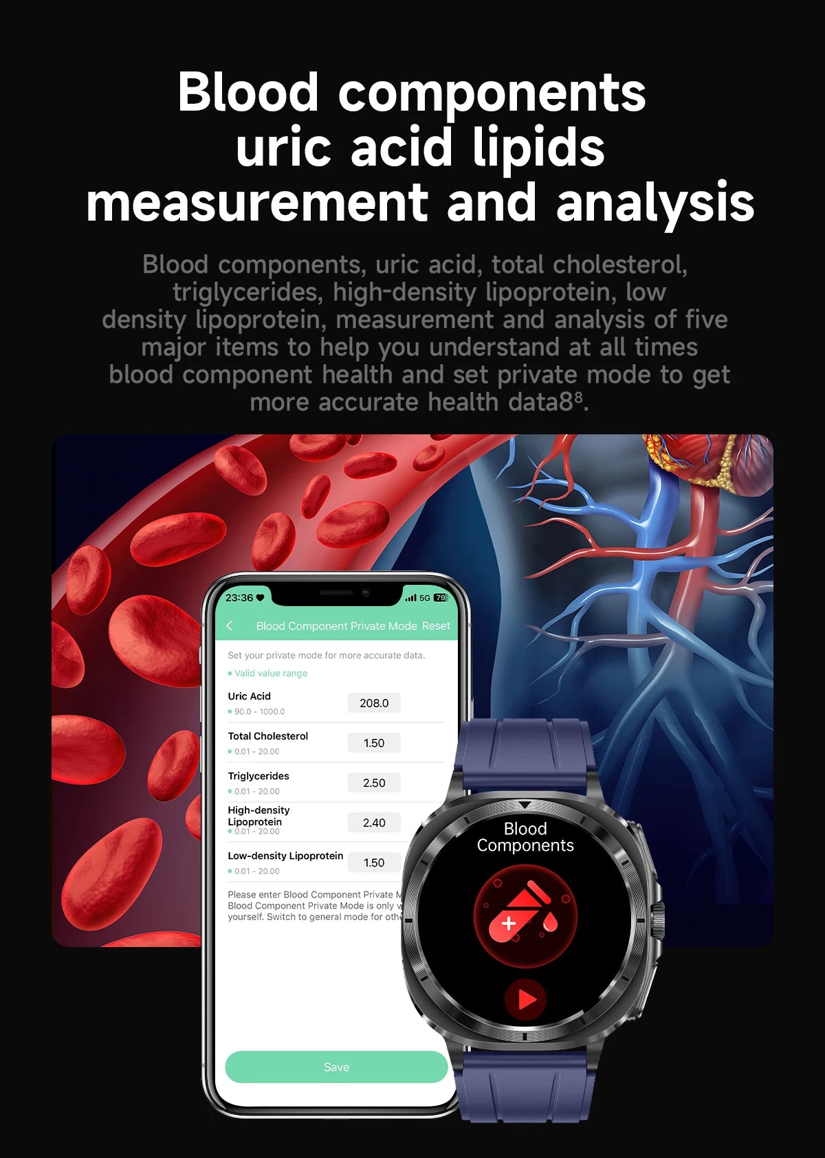 2025 New Precise Blood Lipids Uric Acid Smart Watch Men ECG+PPG Clock Blood pressure Body analysis HD Call NFC Health Smartwatch