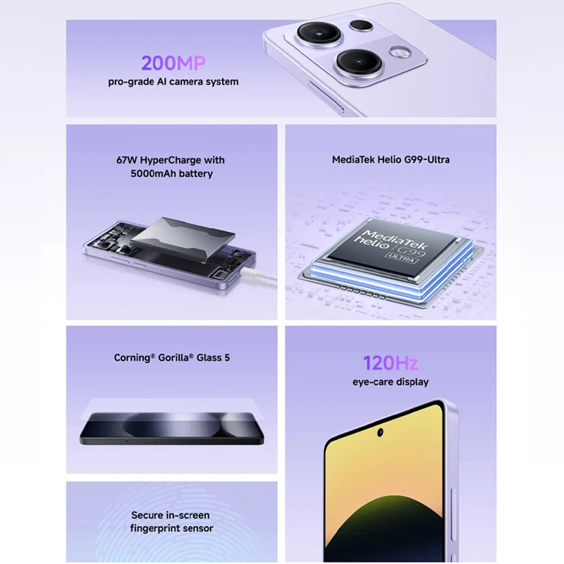 Global Version Redmi note 14S MediaTek Helio G99-Ultra 200MP+8MP+2MP triple camera 6.67" AMOLED display 67W HyperCharge