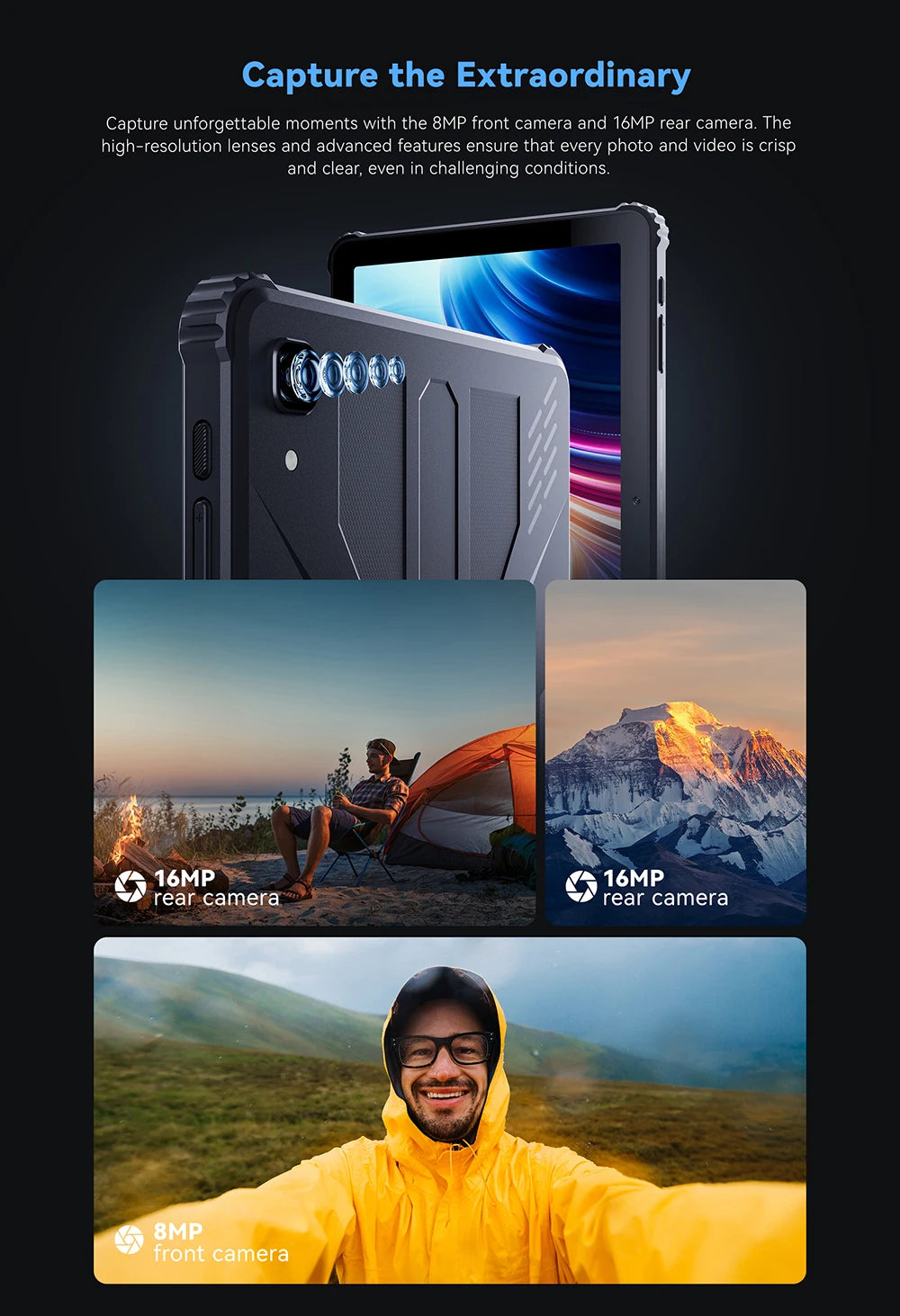 Cubot TAB KINGKONG, Rugged Tablet Android 13, IP68 Waterproof, 16GB RAM(8GB+8GB Extended), 256GB ROM, 10600mAh,10.1" FHD+ Screen