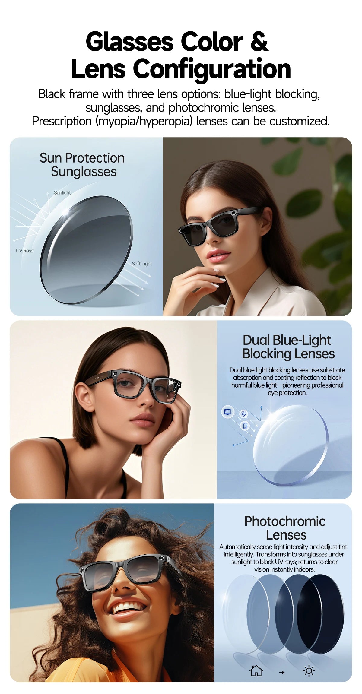 LIGE New Smart Glasses with Photochromic Lenses Camera Photography Video ChatGPT AI Interactive Translation Smart Sunglasses Men