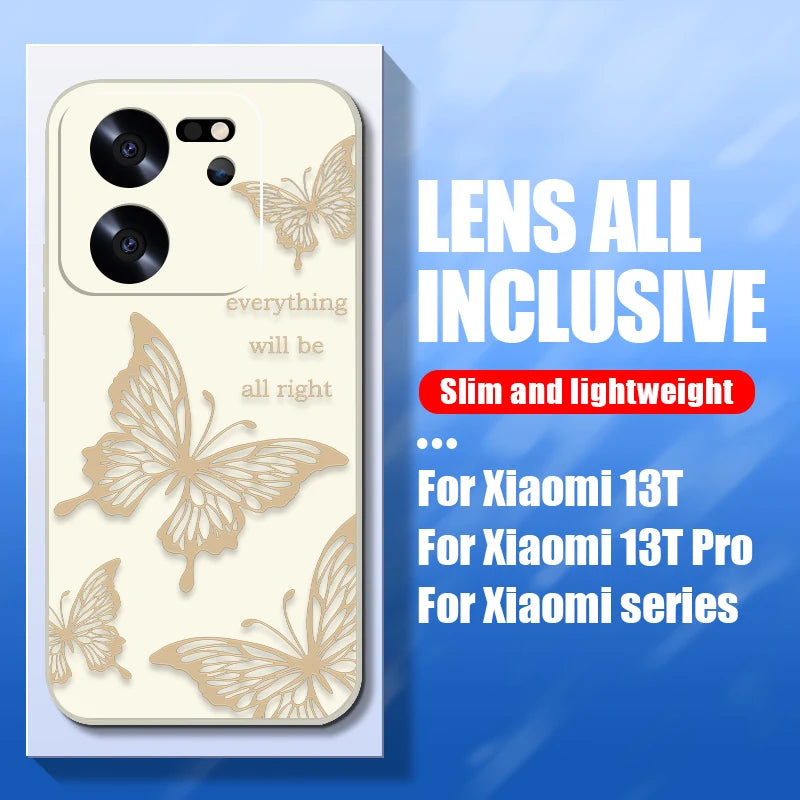 Butterfly Lanyard Case For Xiaomi Redmi Note 13 12 11 10 14 Pro+ 4G 5G 11s 13T 12T 11T Poco F6 X6 X5 Pro Mi 11 Lite 5G NE Cover