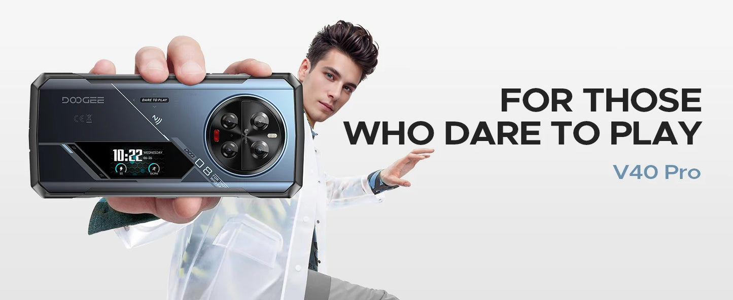 DOOGEE V40 Pro 5G Rugged Phone 1.47" Rear Display 16GB+512GB Dimensity 7300 200MP AI Camera 8680mAh Battery 5g Gaming Phone