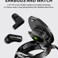 New Smart Watch TWS 2-in-1 Bluetooth Earphones With built-in Speaker HIFI 9D Sound Quality Health Monitor Watch For Android iOS