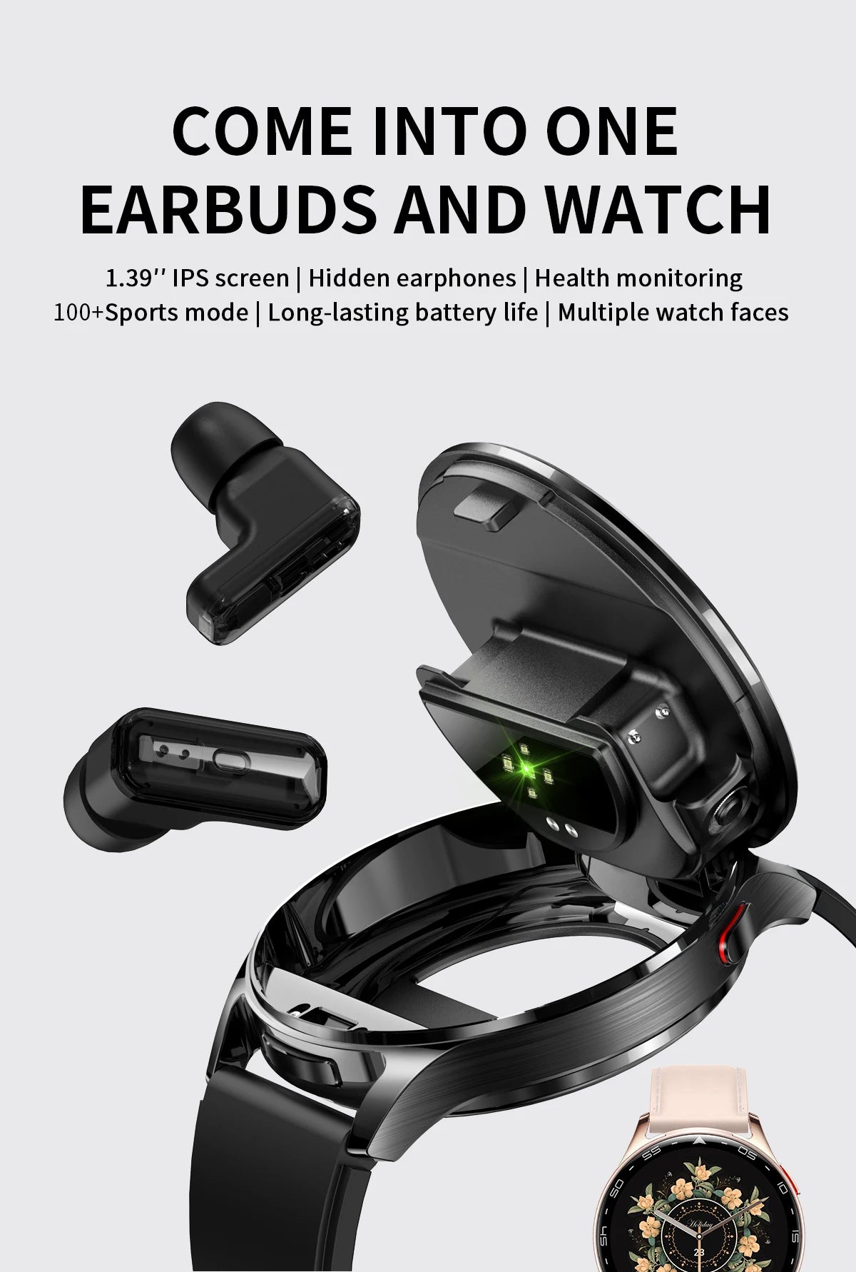 New Smart Watch TWS 2-in-1 Bluetooth Earphones With built-in Speaker HIFI 9D Sound Quality Health Monitor Watch For Android iOS
