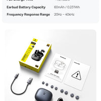 Baseus EP10 Pro ANC Earbuds Wireless Bluetooth 6.0 Earphones 50dB Realtime Adaptive Headphones 6 Mic Hi-Res LDAC IP55  Ear buds