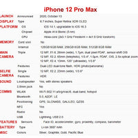 Genuine Apple iPhone 12 Pro Max 128/256/512GB ROM Original 6.7" Retina OLED RAM 6GB A14 Face ID NFC Unlocked 5G 98% New Phone