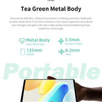 Teclast M50 Mini Tablet 8.7" 90Hz Screen 4GB RAM 128GB ROM Unisoc T606 Octa-core 5100mAh Battery Android 15 Tab Wifi5 Metal Body