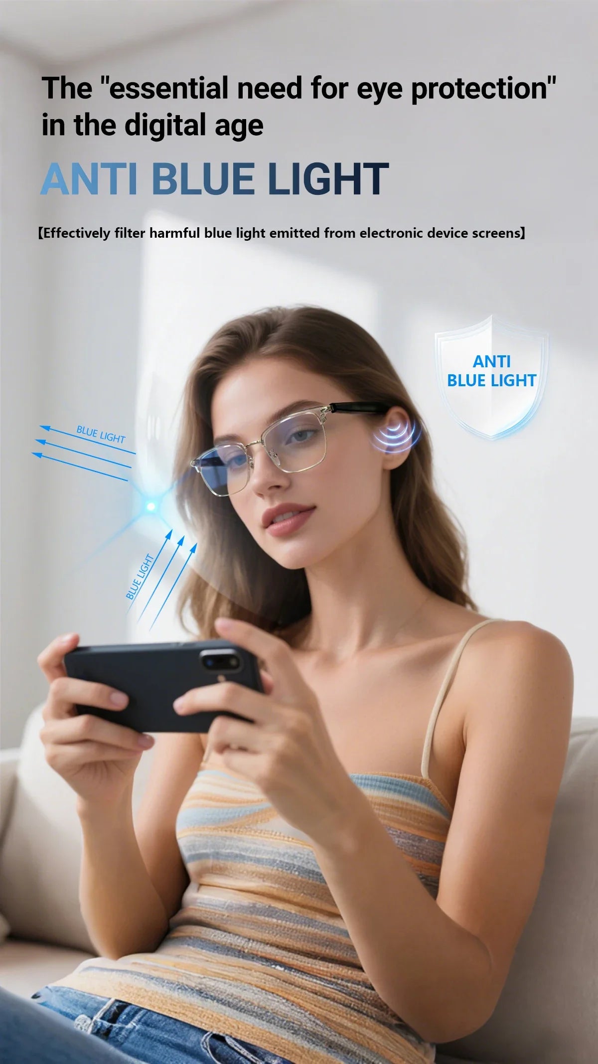 GT-33 smart glasses anti-blue light glassesTranslation Sunglasses Voice Remote Control Music Eyewear Waterproof Eyeglasses