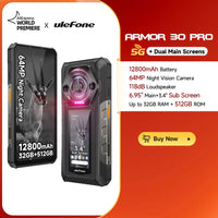 Ulefone Armor 30 Pro 5G Rugged Phone Android 14 Smartphone 6.9" 120Hz 32GB+512GB 12800mAh Night Camera 64MP NFC 66W