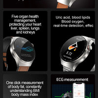 2025 New ECG Blood Pressure Blood Oxygen Blood Lipids Uric Acid Heart Rate Temperature Monitor AMOLED Bluetooth Call Smart Watch