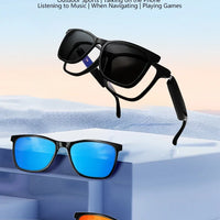 Hot GS05 Smart Glasses For Men 2 in 1 UV Protection Portable Polarized Anti-blue light Black Frame White Lenses Music Sunglasses