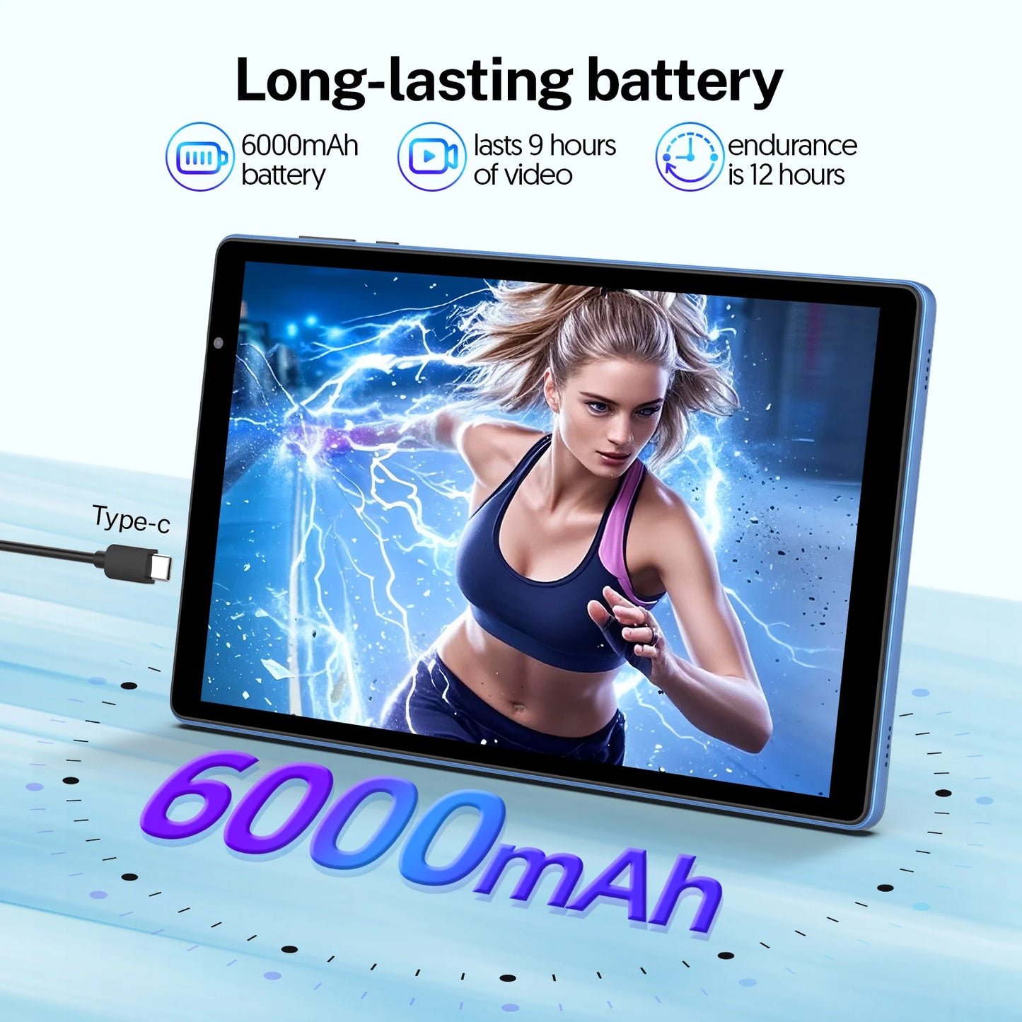 Latest Android 14 Tablet, 10-inch Tablet, Quad-core Processor, 5G WiFi, 4GB ROM + 32GB RAM, 1280*800 Resolution, 6000mAh Battery