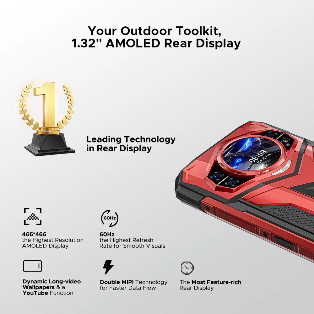 DOOGEE S200 Plus 5G Rugged Phone 1.32" Rear Display AI Image 6.72'' Screen 16GB 512GB 11000 mAh Battery Android 15 Smartphone