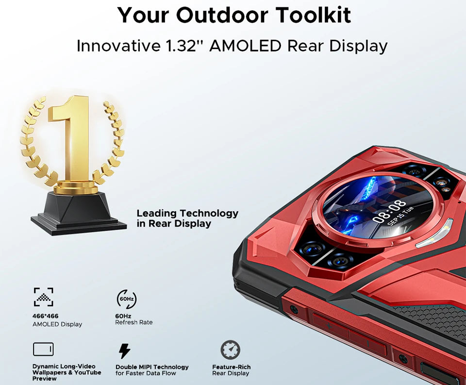 DOOGEE S200 Plus 5G Rugged Phone 1.32" Rear Display AI Image 6.72'' Screen 16GB 512GB 11000 mAh Battery Android 15 Smartphone