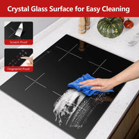 Induction Hob 4 Plates Built-in Electric Cooktop 60cm Booster Touch Control 6000W 9 Power Levels 1-99Minute Timer Child Lock