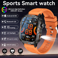 2025New Rugged Military GPS Track Smart Watch Men Bluetooth Call 5ATM Waterproof Flashlight Outdoor Sports SmartWatch For Xiaomi