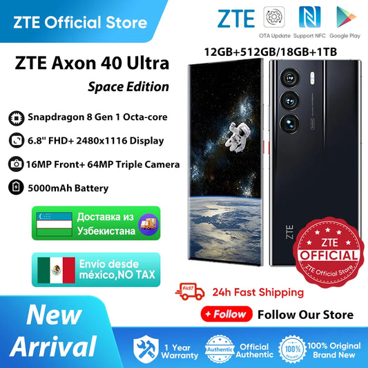 ZTE Axon 40 Ultra Space Edition 5G China Rom Smartphone with UDC Technology Snapdragon 8Gen1 6.8-inch 120Hz AMOLED Display