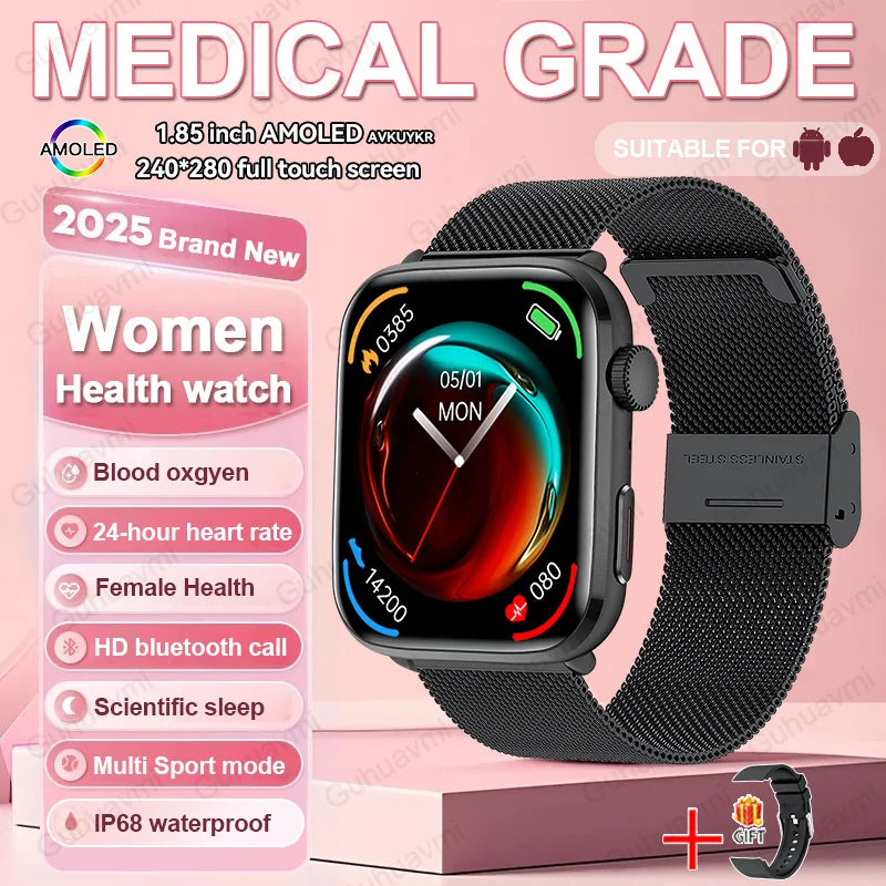 2025 Smart Watch For XIAOMI Women Full Touch Screen BT Call Waterproof Watches Sport Fitness Tracker Health Smartwatch Lady Gift