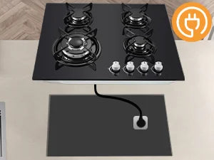 60cm Built-in Gas Hob 4 Burner | Auto Thermocouple & Safety Lock | 4-Zone Tempered Glass 8060W with Auto Ignition