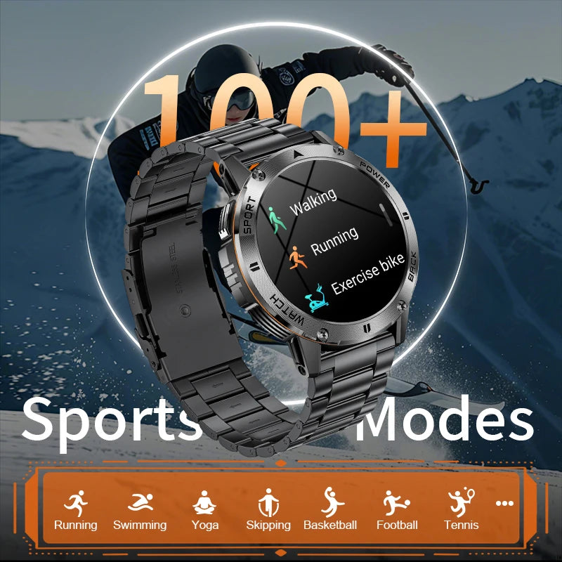 LIGE Outdoor Military Smart Watch Men 1.53" AMOLED Screen GPS trackr Waterproof Bluetooth Call Sports Braceletes For Android IOS