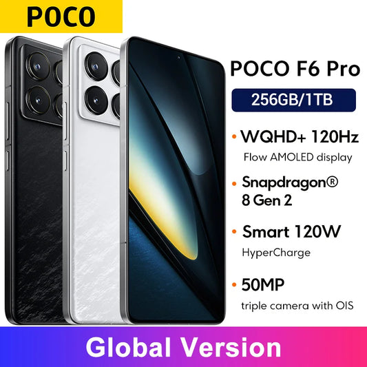 POCO F6 Pro Global Version Cellphone Snapdragon 8 Gen 2 WQHD+ 6.67” 120Hz Flow AMOLED display 120W HyperCharge 5000mAh battery