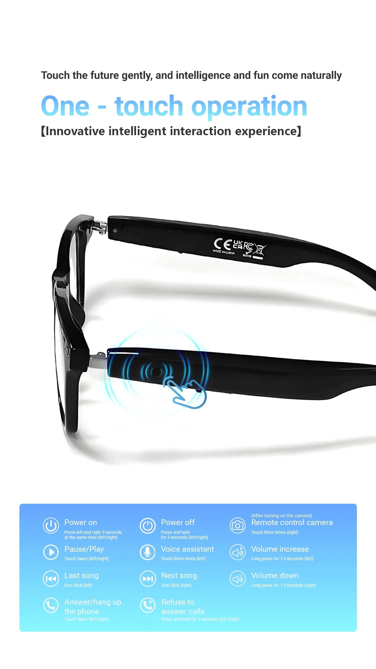 F16 Specification of AI Intelligent Translation Glasses Sunglasses Voice Remote Control Music sports spectacles Eyeglasses