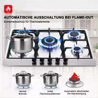 Topstrong 5 Burner Stainless Built-in Natural Gas Propane NG/LPG Gas Hob YYEUGCT-S05