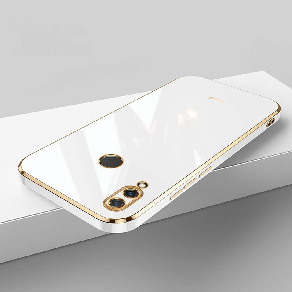 For Huawei Y9 2019 Case Luxury Square Plating JKM-LX1, JKM-LX2, JKM-LX3 Phone Case ShockProof Silicone Back Cover Fundas