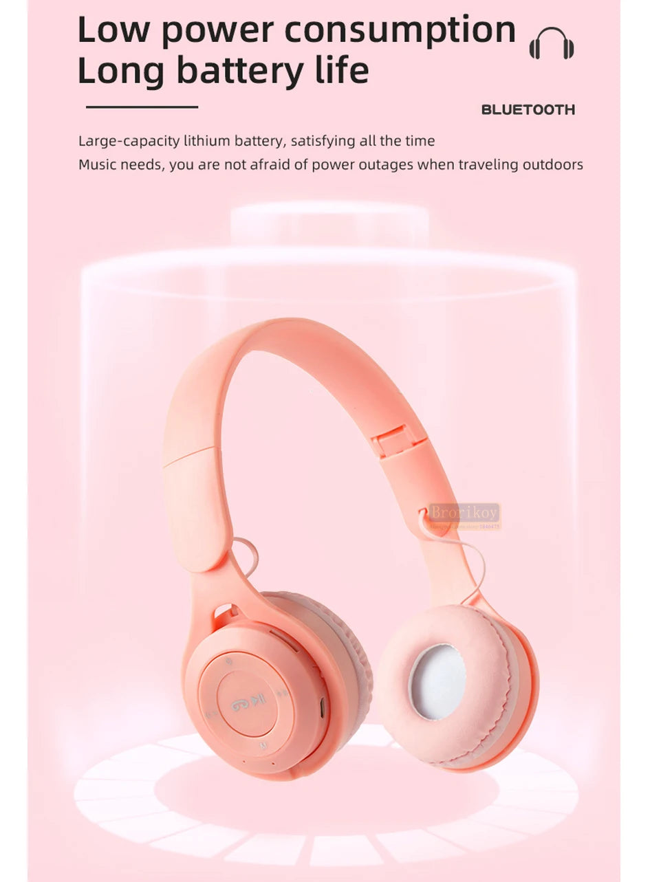 Kids Headphones  Wireless Bluetooth Earphones Stereo Foldable Helmets Gaming Headsets Over-ear Headphones for Android ios Music